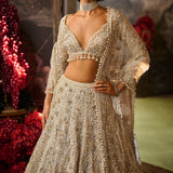 Ivory Sequin Lehenga Set