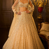 Butter Cream Pearl Lehenga Set