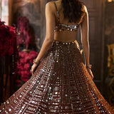 Copper Brown Mirror Work Lehenga Set
