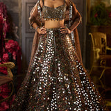 Multi - Coloured Mirror Work Lehenga Set