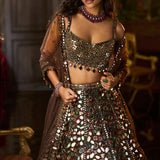 Multi - Coloured Mirror Work Lehenga Set