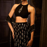 Black Crystal Skirt Set