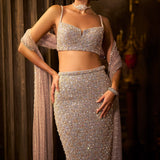 Silver Gold Crystal Skirt Set