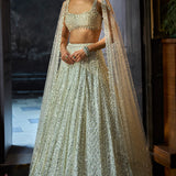 Milky White Sequin Lehenga Set