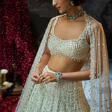 Milky White Sequin Lehenga Set