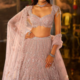 Dusty Peach Sequin Lehenga Set