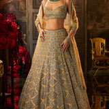 Gold Sequin & Crystal Lehenga Set