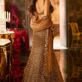 Antique Gold Sequins Skirt Set