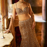 Antique Gold Crystal Fit & Flare Skirt Set