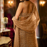 Antique Gold Crystal Fit & Flare Skirt Set
