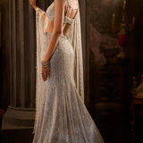 Silver Fit & Flare Trail Skirt Set