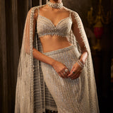 Silver Fit & Flare Trail Skirt Set