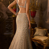 Champagne Fit & Flare Skirt Set