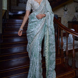 Ivory Sage Saree