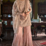 Peach Gold Sharara Set