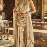 Champagne Emerald Crystal Sharara Set