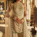 Champagne Emerald Crystal Sharara Set