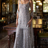 Silver Sequin Sharara Set