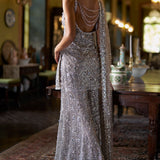 Silver Sequin Sharara Set
