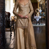 Gold Crystal Sharara Set