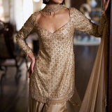 Gold Crystal Sharara Set