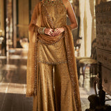 Gold Jewelled Sharara Set