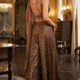Brown Sequin Sharara Set
