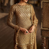Antique Gold Sequin Sharara Set