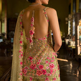 Leaf Green Three-Dimensional Sharara Set