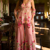 Pink Three-Dimensional Sharara Set