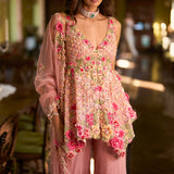 Pink Three-Dimensional Sharara Set