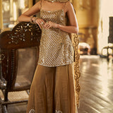 Antique Gold Mirror Sharara Set