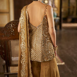 Antique Gold Mirror Sharara Set