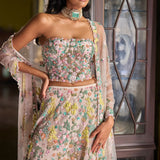 Multi-Coloured Corset Sharara Set