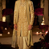 Slate Gold Sherwani Set