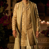 Slate Gold Sherwani Set