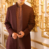Wine Open Sherwani Set