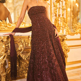 Wine Sequin Gown