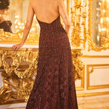 Wine Sequin Gown