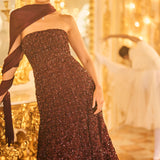 Wine Sequin Gown