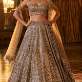 Antique Gold Sequin Lehenga Set