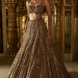 Antique Gold Sequin Lehenga Set