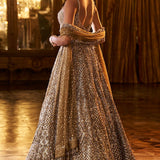 Antique Gold Sequin Lehenga Set