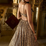 Antique Gold Sequin Lehenga Set