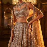 Antique Gold Sequin Lehenga Set