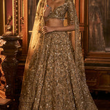 Antique Gold Tissue Lehenga Set