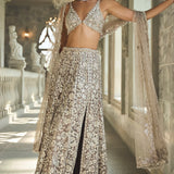 Ash Grey & Silver Skirt Set