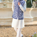 Blue Thread Work Bundi Set