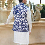 Blue Thread Work Bundi Set