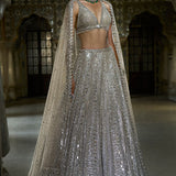 Champagne Mirror Work Lehenga Set